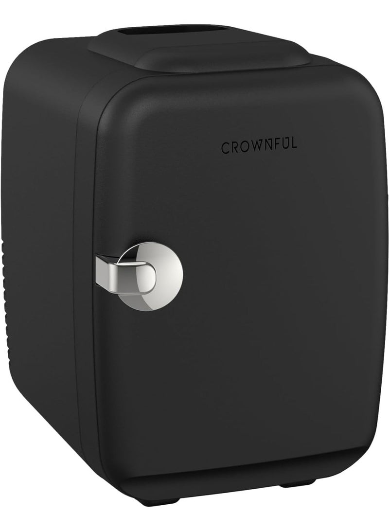 CROWNFUL Mini Fridge, 4 Liter 6 Can Portable Cooler and Warmer, Personal Fridge for Skin Care, Cosmetics, Food, Great for Bedroom, Office, Car, Dorm, ETL Listed (Black) - Image 1
